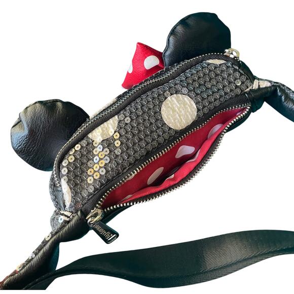 Loungefly x Disney Minnie Mouse Sequined Fanny Pack Polka Dot Belt Bag - Picture 8 of 12